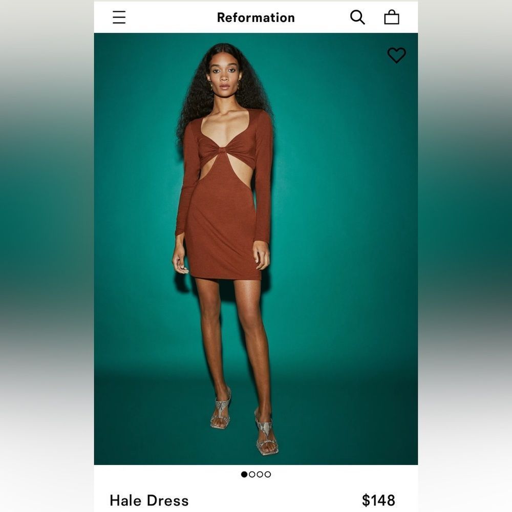 Reformation Halle dress xl brown long sleeve w cutouts